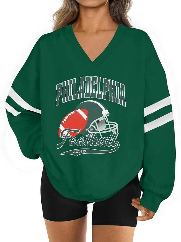 ASTANFY Game Day Sweatshirt Women Sequin Football Sweatshirts Vintage Sunday Funday Graphic Sweat... | Amazon (US)