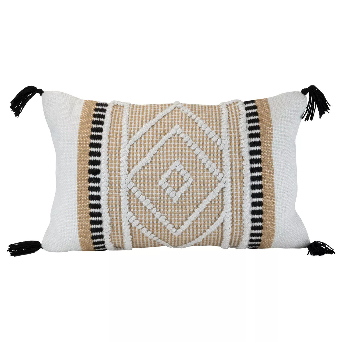 14" x 22" Allie Diamond Motif Hand Woven Decorative Indoor/Outdoor Accent Throw Pillow w/ Hand Ti... | Target