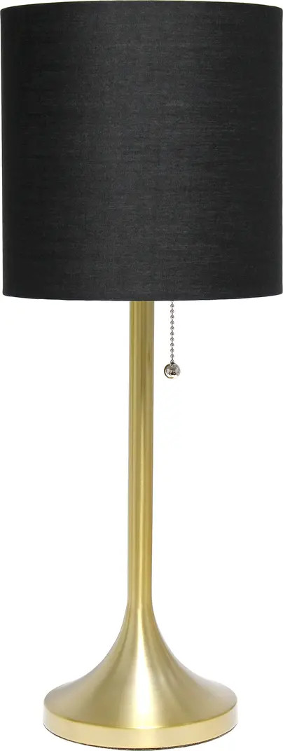 Simple Designs Gold Tapered Table Lamp with Black Fabric Drum Shade | Nordstrom Rack
