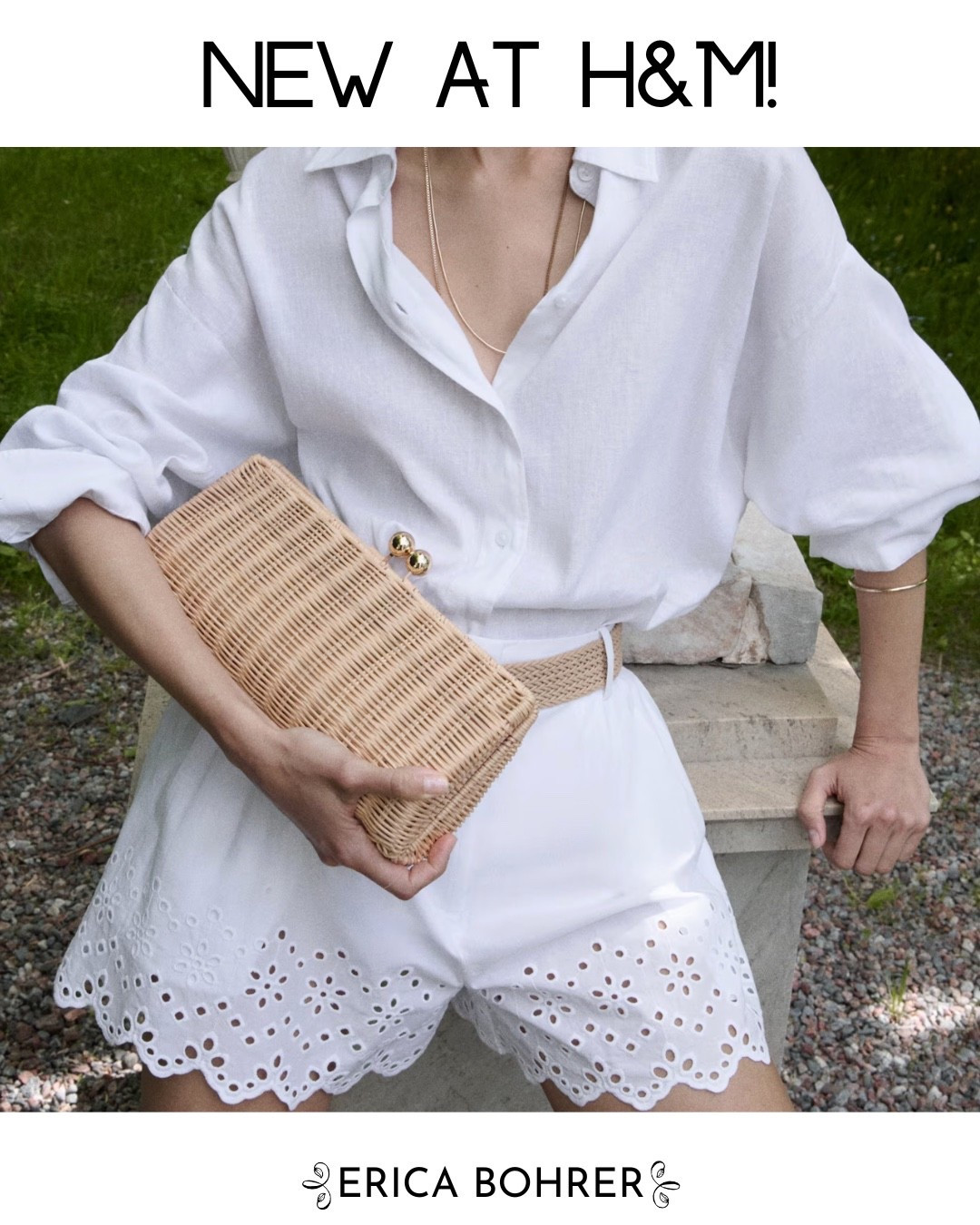 This raffia clutch bag is so pretty and it is affordable from H&M.  I also love the eyelet shorts outfit.

#LTKSaleAlert #LTKSeasonal #LTKOver40