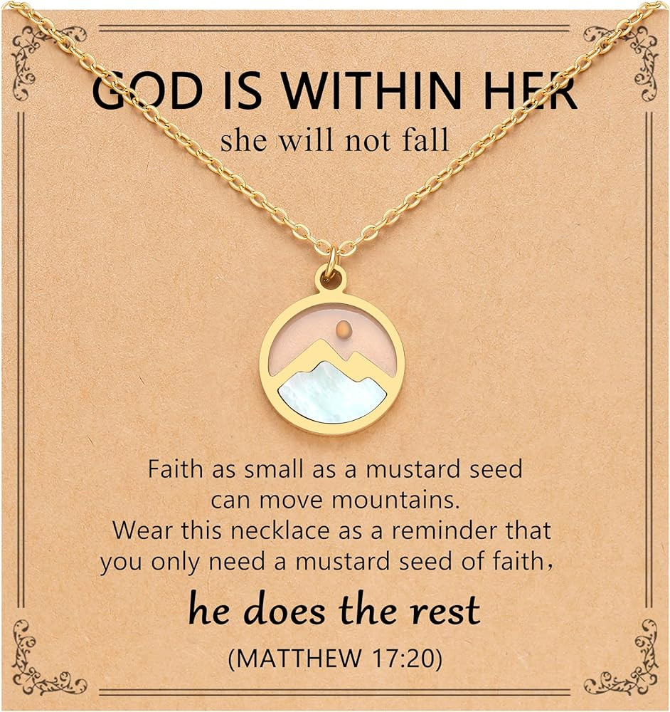Silver/Gold Moving Mountains-Mustard Seed Faith Necklace for Women Teens | Amazon (US)