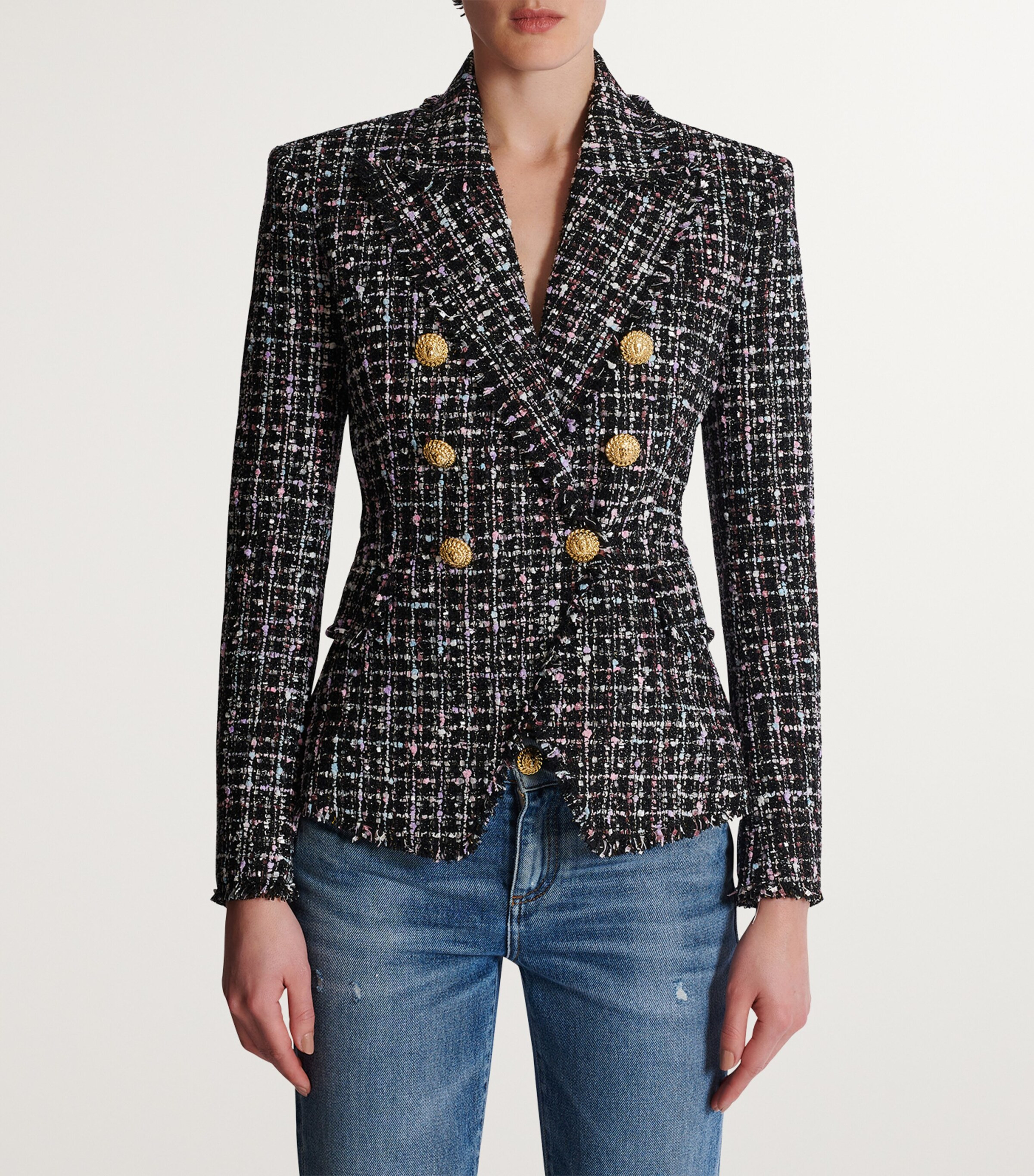 Balmain Tweed Double-Breasted Blazer | Harrods
