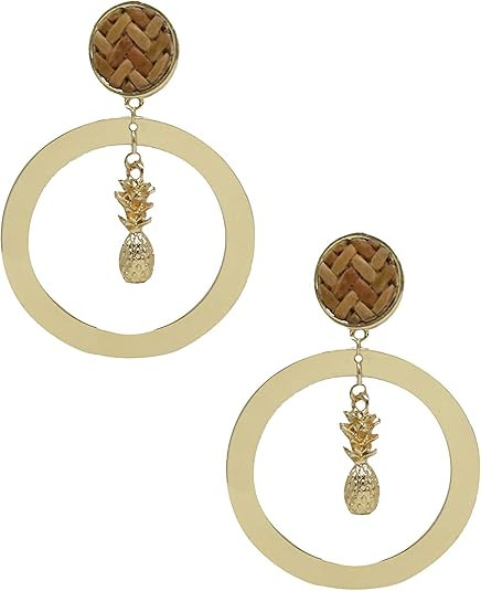 Ettika Women's Pineapple Hoop Earrings in Gold, One Size | Amazon (US)