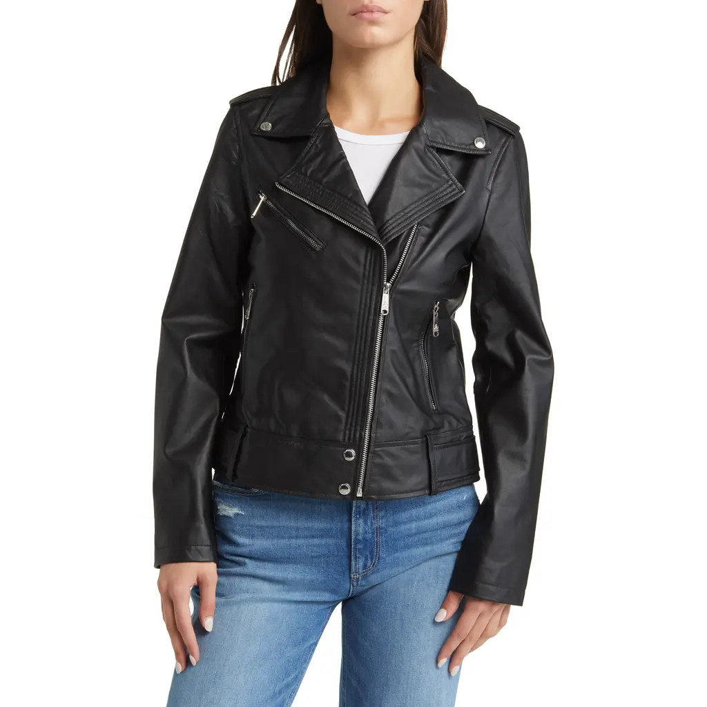 Sam Edelman Lambskin Moto Jacket in Black at Nordstrom Rack, Size Large | Nordstrom Rack