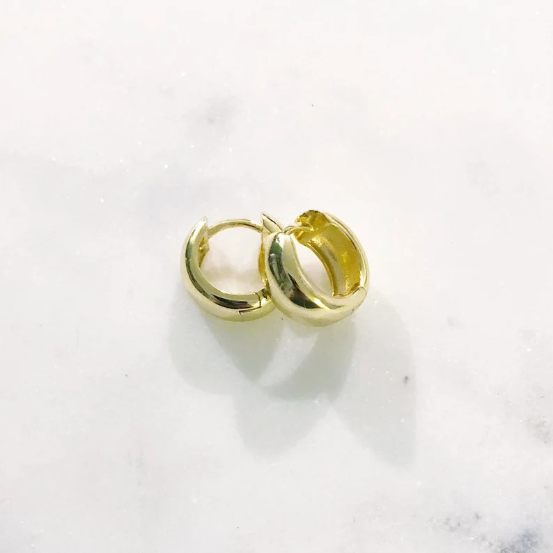 Thick Huggie Hoops | Etsy (US)