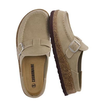 CUSHIONAIRE Women's Hobby Genuine Leather Cork Footbed Clog with Comfort, Arch Support, Buckle St... | Target