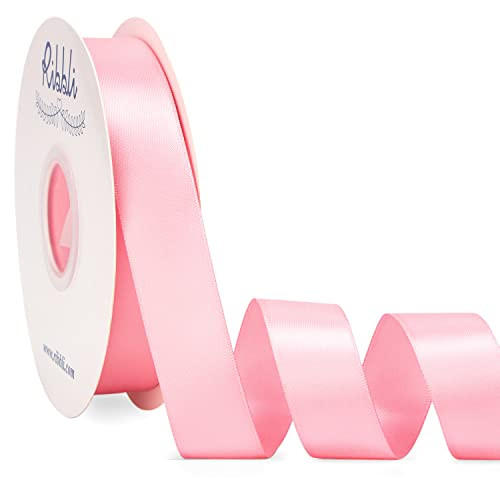Ribbli Pink Satin Ribbon Double Faced Satin 1 inch x Continuous 50 Yards-Pink Ribbon for Gift Wrapping Crafts Wedding Decoration Bows Bouquet Floral Arrangement | Amazon (US)
