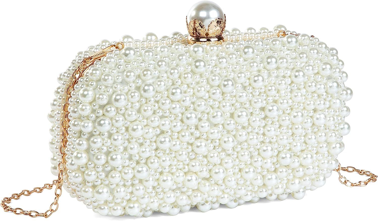 YYIHER Women's Evening Handbags Pearl Clutch Purse Beaded bag Bridal Clutch wedding Purse | Amazon (US)