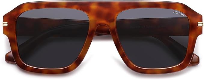 SOJOS Retro Thick Polarized Aviator Sunglasses for Women Men, Vintage Oversized Square Shades SJ2... | Amazon (US)