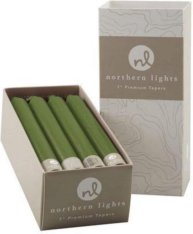 Northern Lights Candles Nlc Premium Tapers 12Pc Moss Green 7 Inch | Amazon (US)