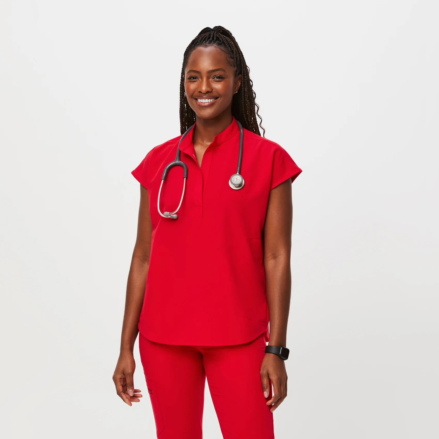 Women's Rafaela Oversized Scrub Top - Pop Red · FIGS | FIGS