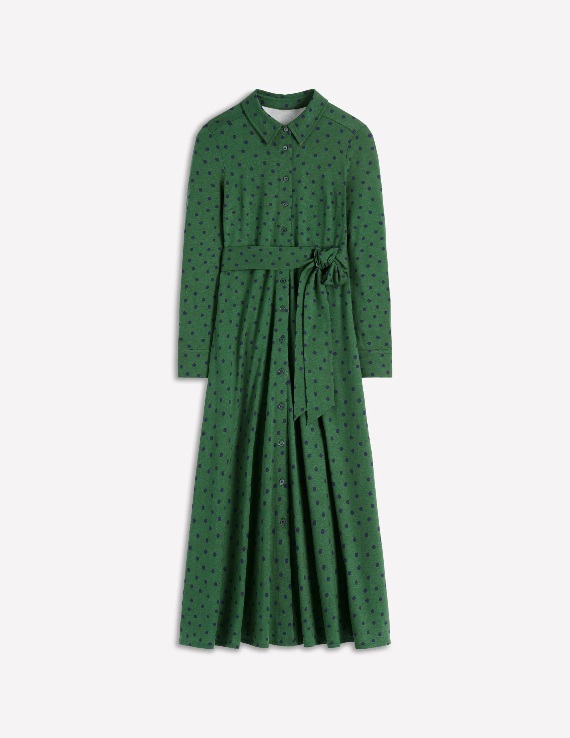 Marcia Jersey Shirt Dress-Hunter Green, Painted Dot | Boden (US)