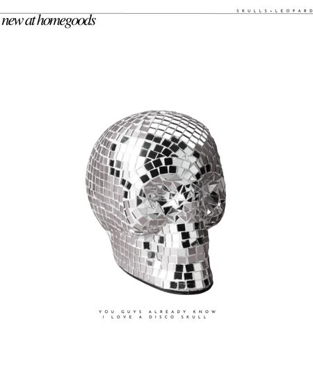 Reminds me so much of my disco skull DIY from the other month! Sooo cute and a great price

Mosaic skull, disco skull, Homegoods Halloween. LTK Halloween , disco Halloween decor 

#LTKSeasonal #LTKhome #LTKFind
