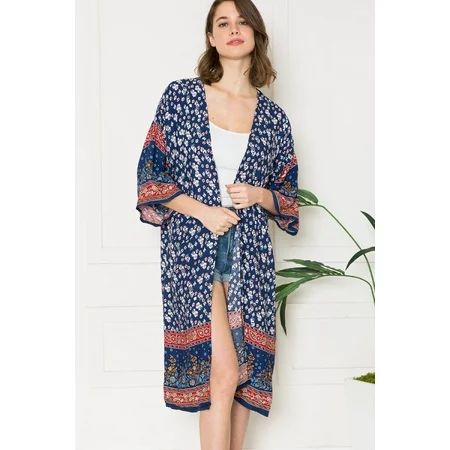 Ditsy Floral Half Sleeve Duster Kimono | Walmart (US)