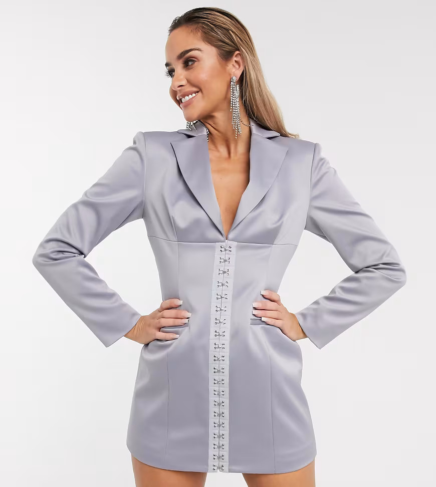 ASOS DESIGN longline corset blazer-Grey | ASOS (Global)