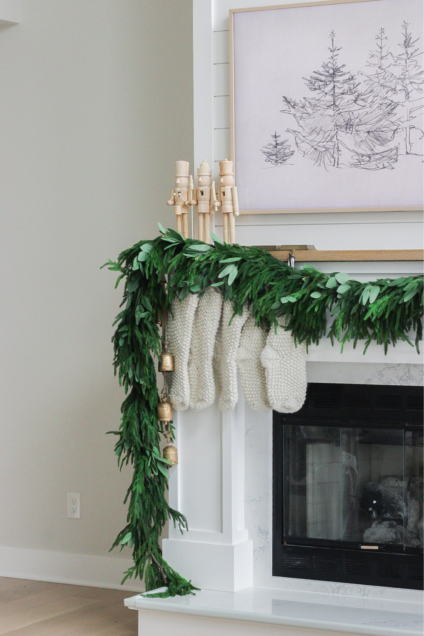 Christmas mantle, Norfolk pine garland 

#LTKHoliday #LTKhome #LTKSeasonal