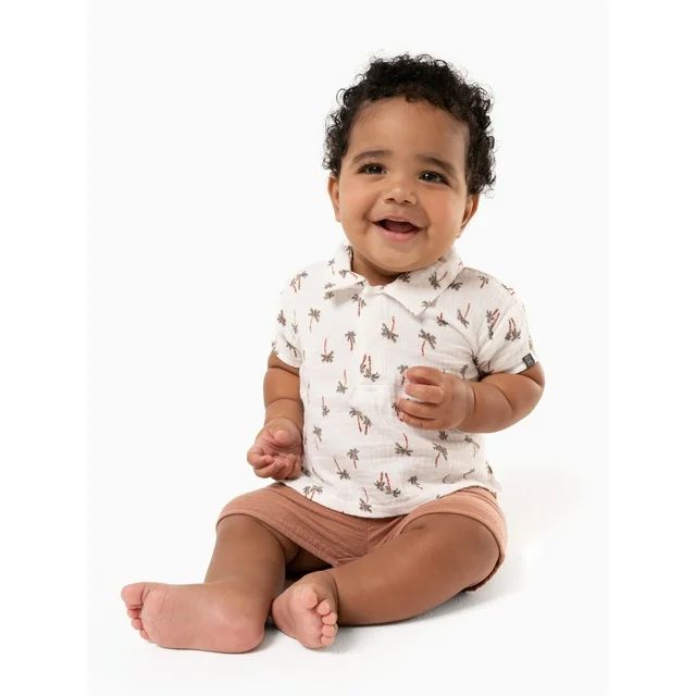 Modern Moments by Gerber Baby Boy Short Sleeve Top and Short Outfit Set, Sizes 0/3 Months - 24 Mo... | Walmart (US)