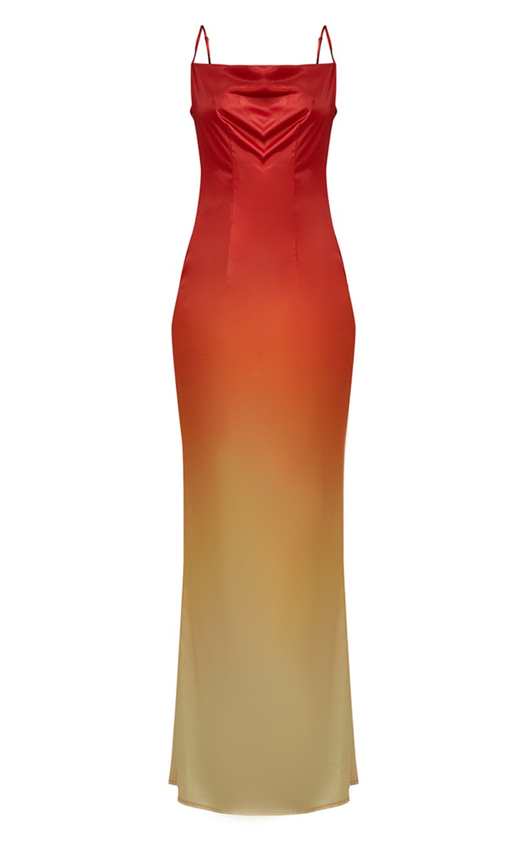 Tall Orange Satin Ombre Maxi Dress | Pretty Little Thing (Australia & New Zealand)