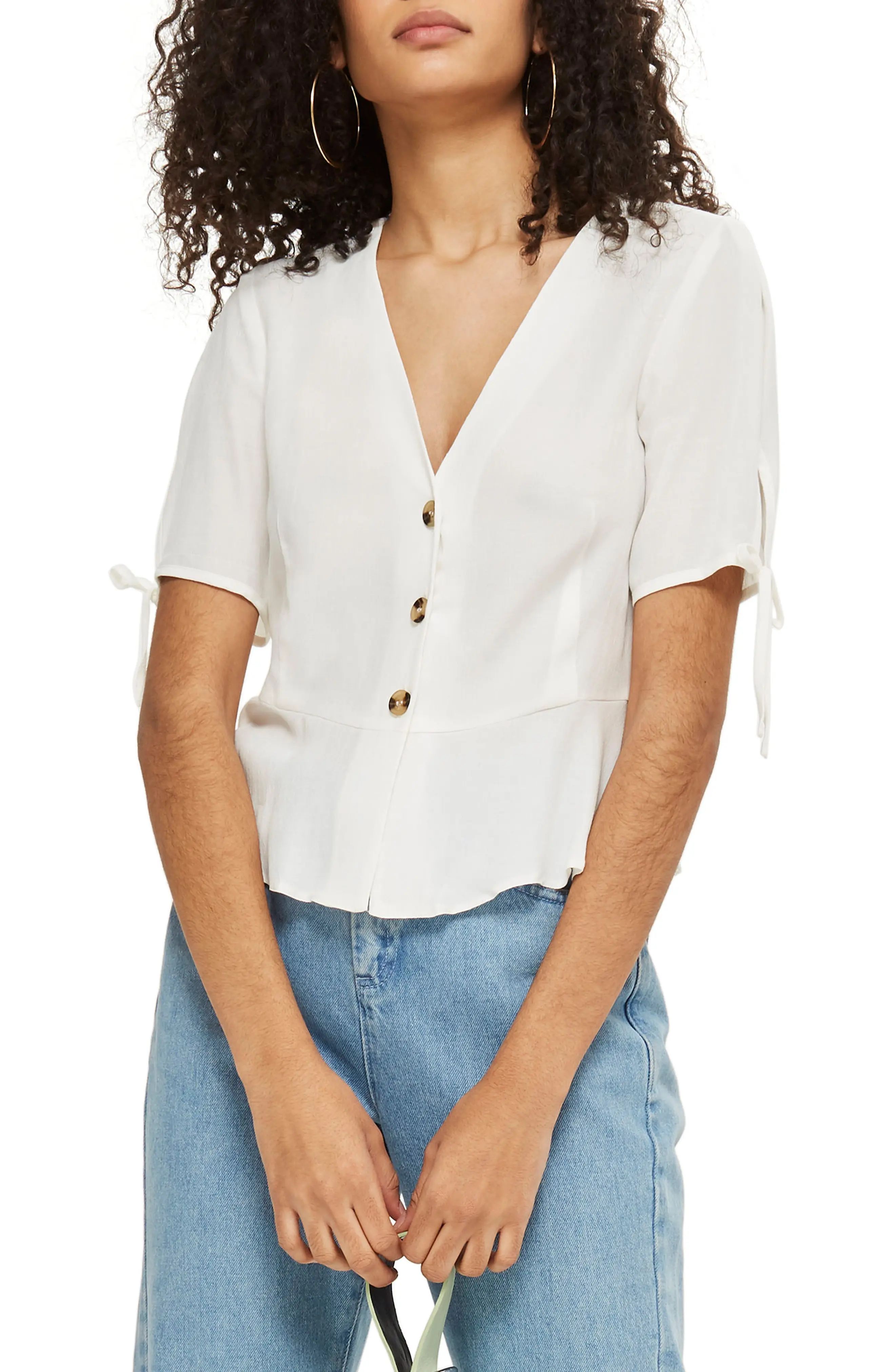 Topshop Bryony Tea Button Front Blouse | Nordstrom