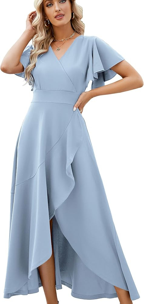 Long Black Formal Dresses for Women Gowns Evening Party Cocktail Dress,Split Elegant V Neck Wrap ... | Amazon (US)
