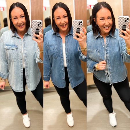 30% off denim at Target today with Target circle!  Wearing a large in the longer denim tops. XL in the crop button down. Love all 3!  

#LTKsalealert #LTKmidsize #LTKxTarget