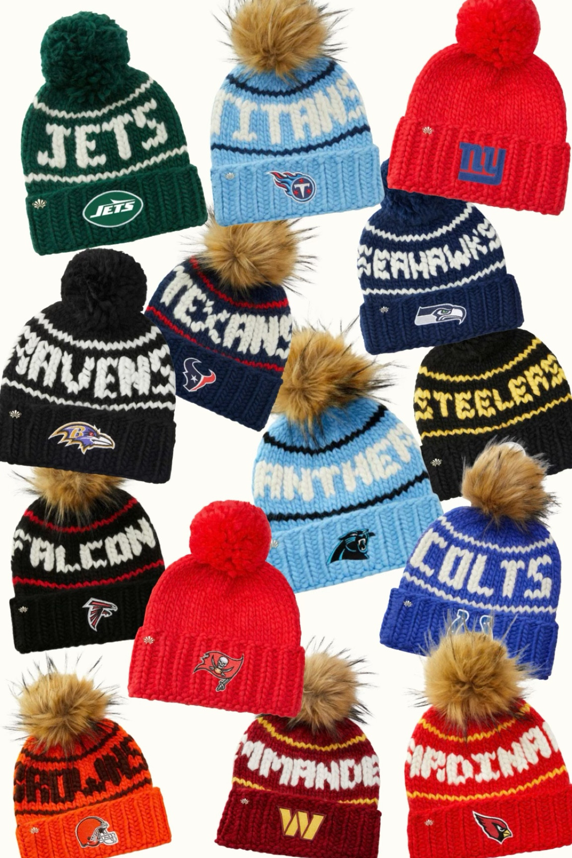 Pom Pom hats of your favorite NFL teams 

#LTKStyleTip #LTKSeasonal #LTKGiftGuide