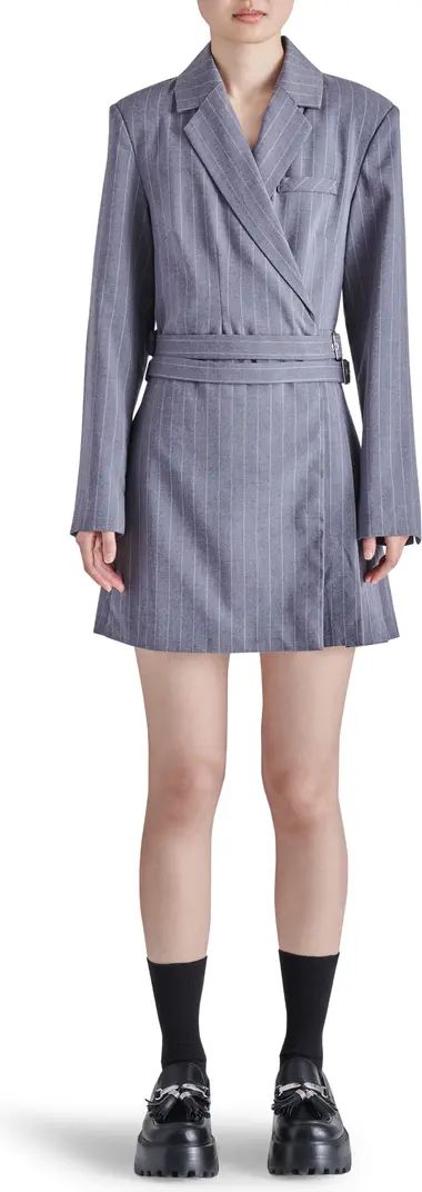 Odette Pinstripe Long Sleeve Blazer Minidress | Nordstrom