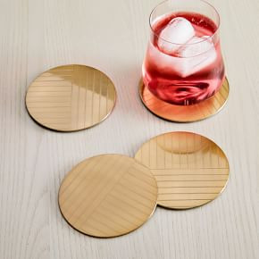 Linear Brass Coasters (Set of 4) | West Elm (US)