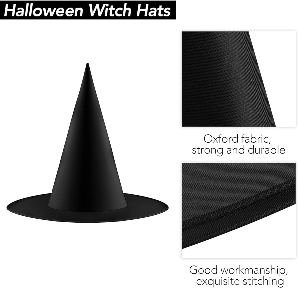 ADXCO 12 Pieces Black Witch Hat and Cap, Costume Accessories with 109 Yards Hanging Rope for Part... | Amazon (US)