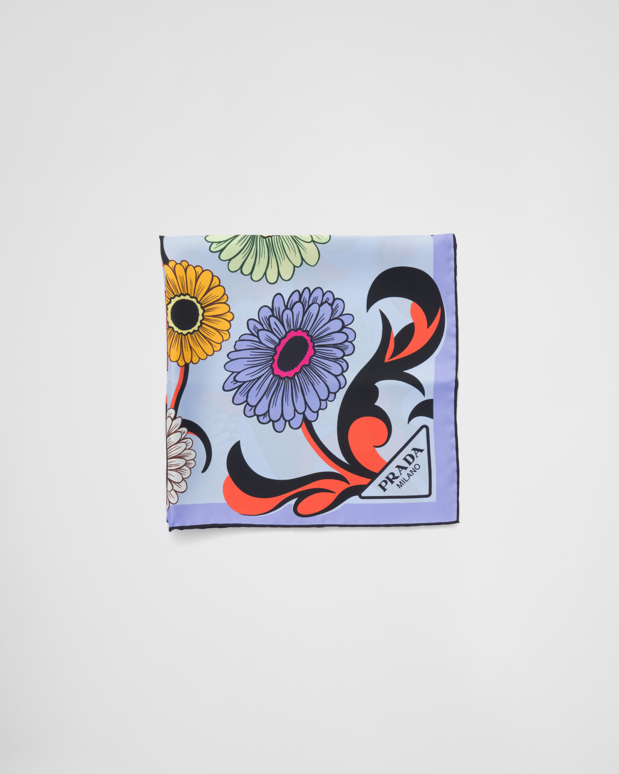 Printed silk twill scarf | Prada US