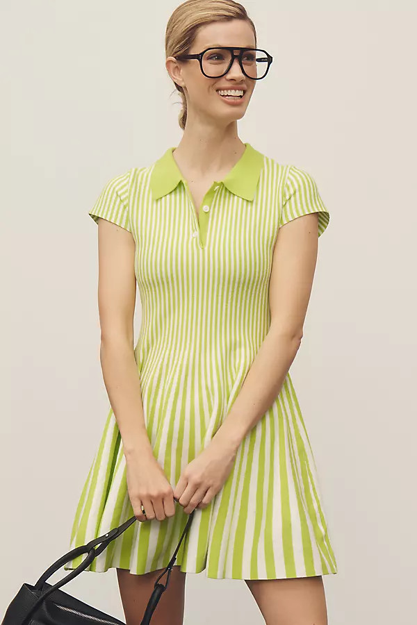 Mare Mare Short-Sleeve Polo Fit & Flare Sweater Mini Dress | Anthropologie (US)