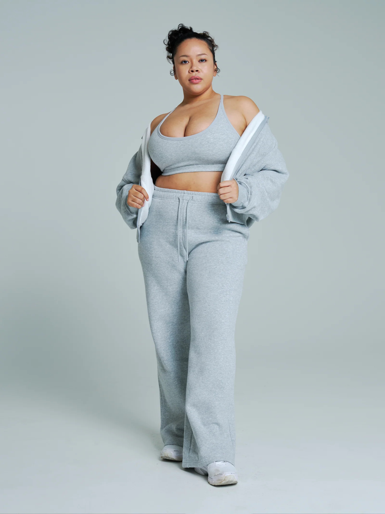 Plush Fleece Straight Leg Sweat Pant - Heather Grey | Buffbunny Collection