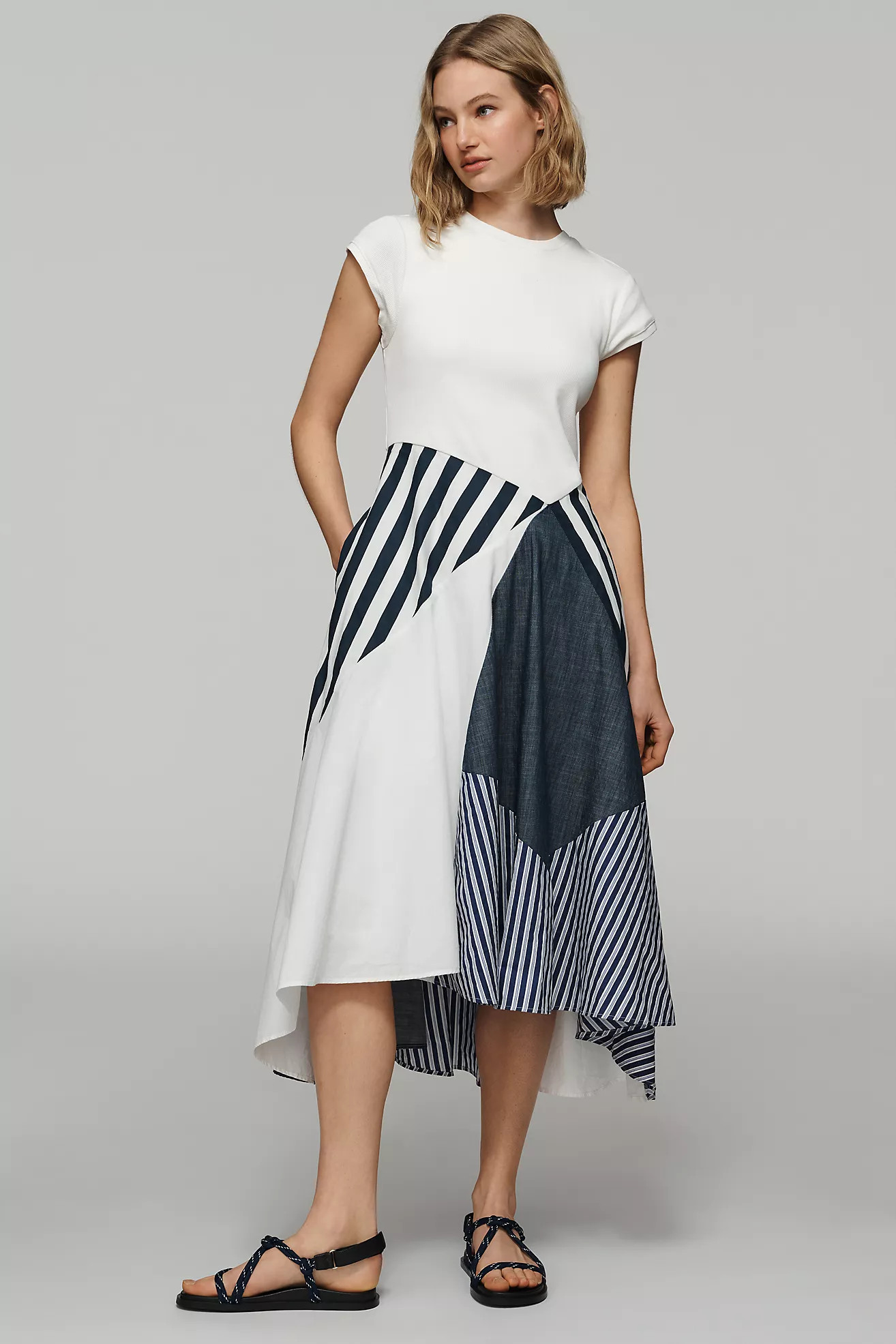 Maeve Twofer Patchwork Midi Dress | Anthropologie (US)