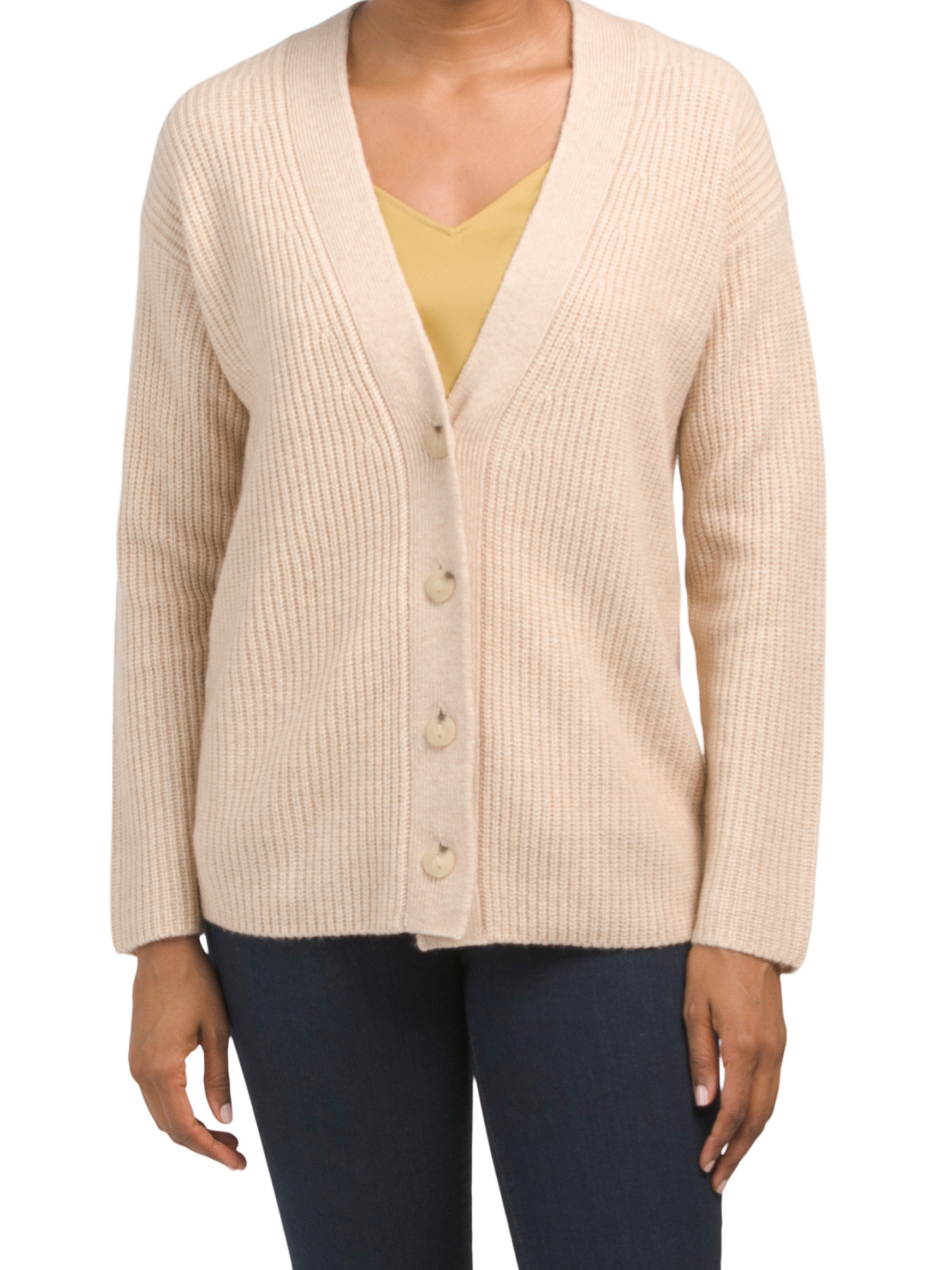 Wool Blend Shaker Ribbed V-neck Cardigan | Marshalls
