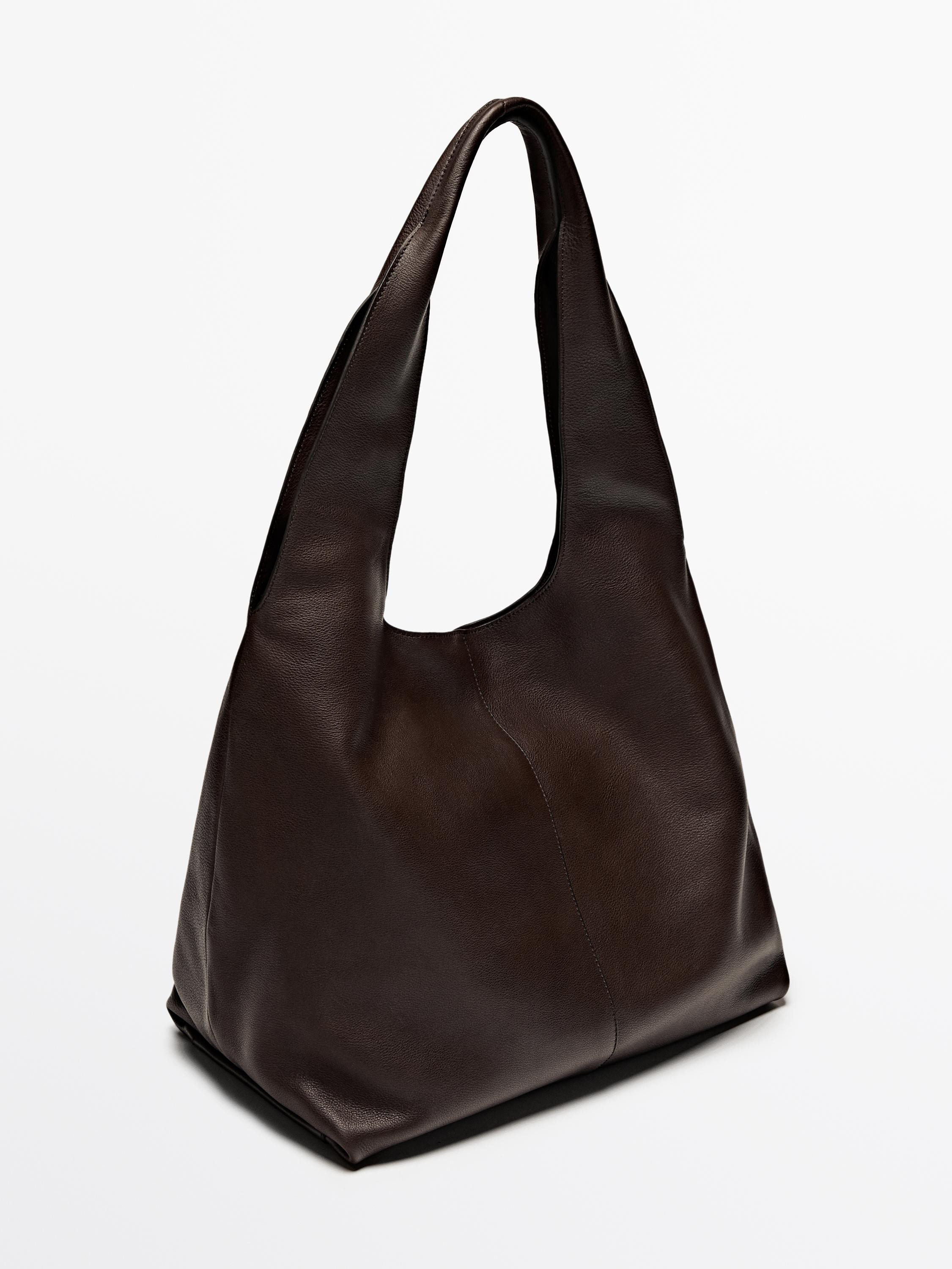 NEW Nappa leather tote bag  £299.00 A handle and two adjustable shoulder straps. Tote bag made o... | Massimo Dutti UK