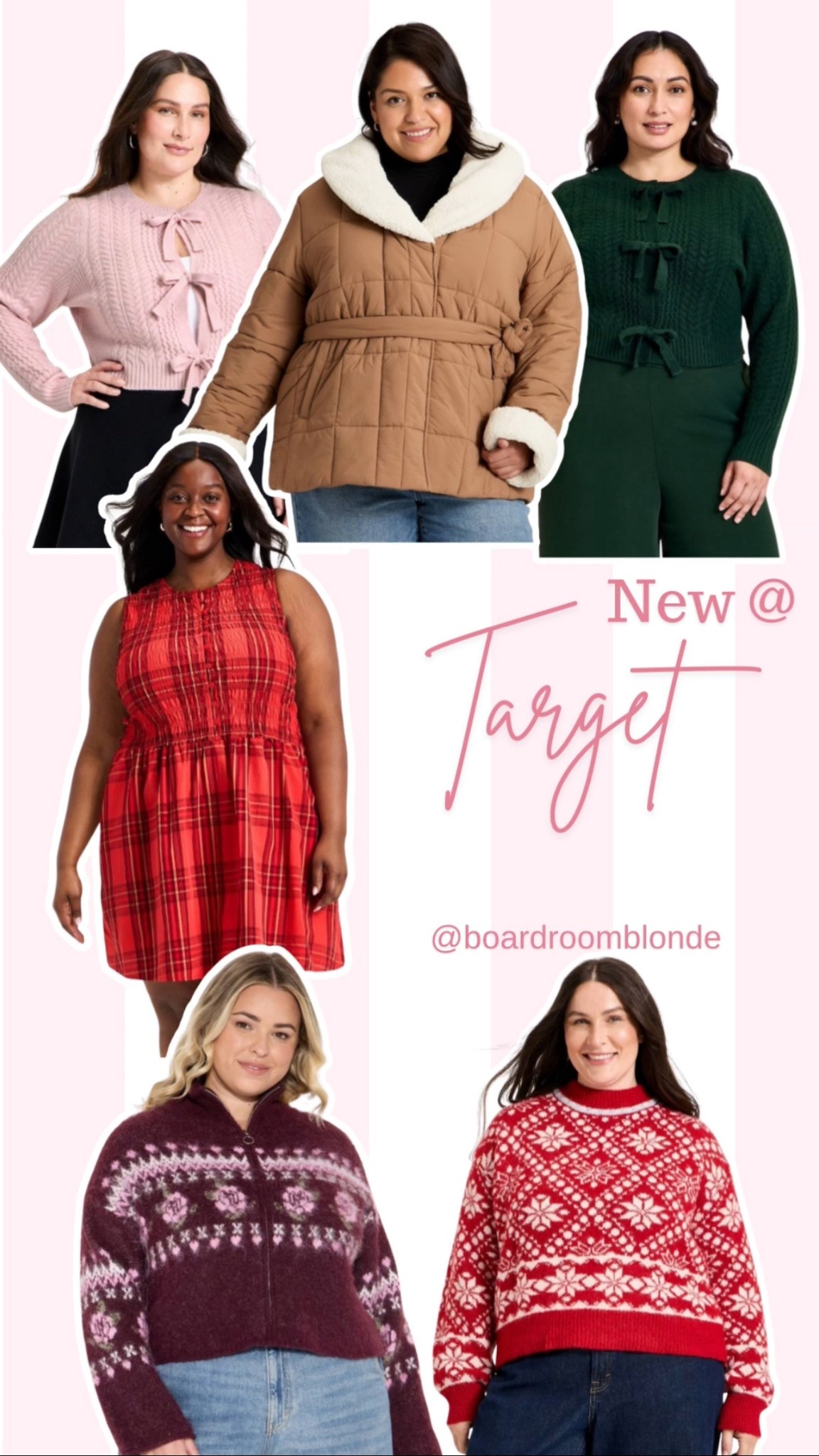 Target just dropped the coziest holiday pieces. The bow-front sweaters look way more expensive than they are, the sherpa-lined puffer is the standout of the whole collection, and the plaid dress is the easiest throw-on holiday outfit if you want something festive but comfortable. The fair-isle knits are classic, soft, and not itchy.

Everything linked in order below.

#LTKPlusSize #LTKHoliday #LTKFindsUnder100