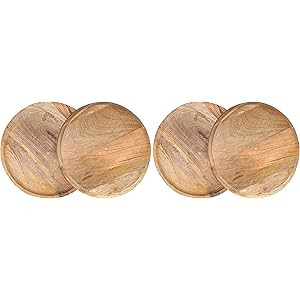 Wood Serving Charger Plates, Dinnerware Round Rustic Thanksgiving Centerpiece Tableware dining fo... | Amazon (US)