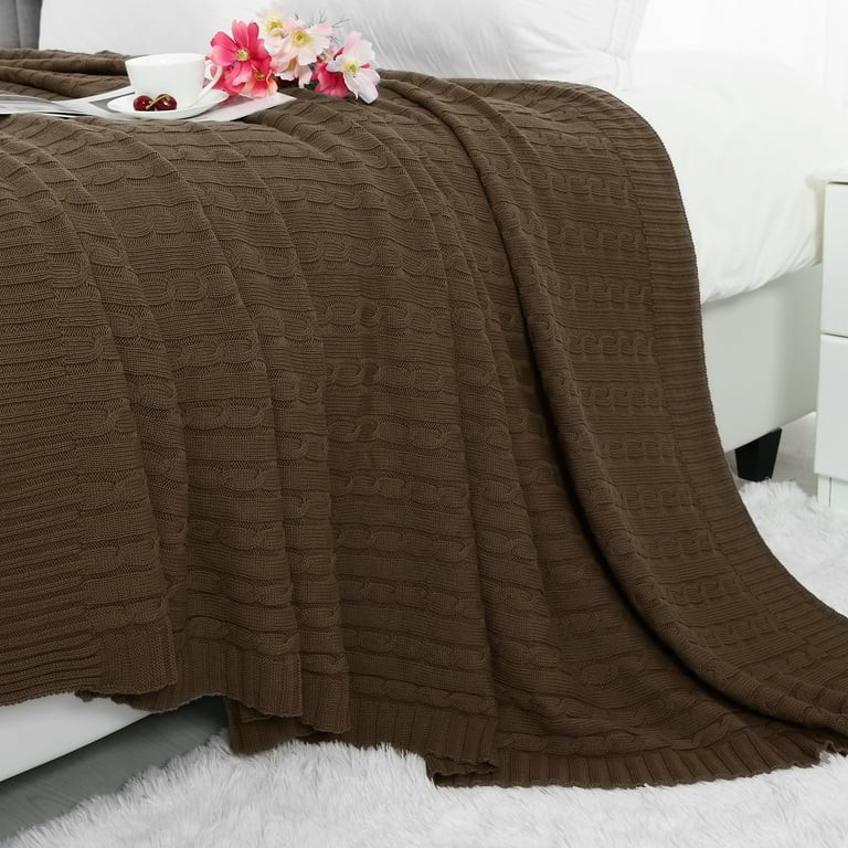 Super Soft Warm 100% Cotton Cable Knit Throw Blanket for Sofa Couch Bedding Home  Brown 47 x 70 I... | Walmart (US)