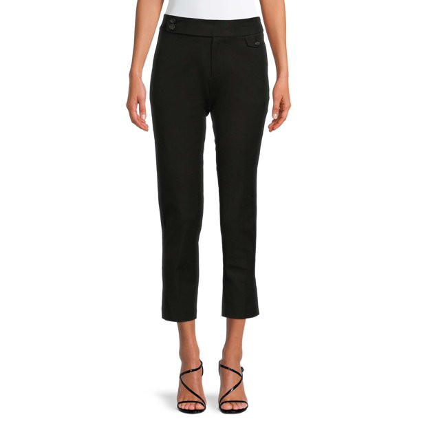 Time and Tru Women's Cropped Tab Front Pants | Walmart (US)