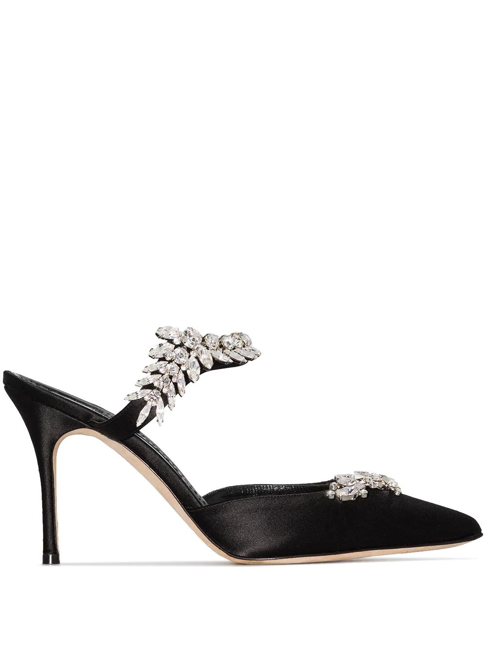 Lurum 90mm crystal- embellished satin mules | Farfetch (US)