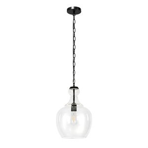 Henn&Hart Industrial Black and Bronze and Clear Glass Pendant | Homesquare