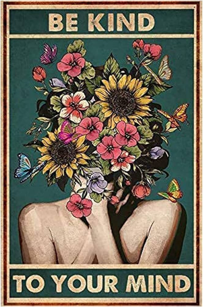 Metal Signs Flower Head Be Kind To Your Mind Signs Vintage Signs Retro Aluminum Tin Sign for Kitc... | Amazon (US)