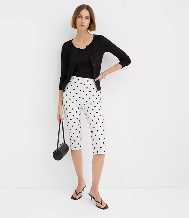 Slim Crop Pants in Dotted Bi-Stretch | Loft | LOFT