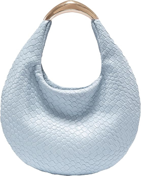 Braided Hobo Bag for Women, Elegant Boho Chic Woven Hobo Tote Handbag Crescent Purse, PU Leather ... | Amazon (US)