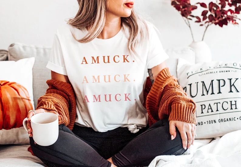 Amuck Amuck Amuck Sanderson Sisters Short Sleeve Tee | White | Spooky Season Shirt, Halloween Cos... | Etsy (US)