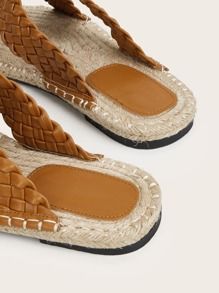 Braided Criss Cross Espadrille Slide Sandals | SHEIN