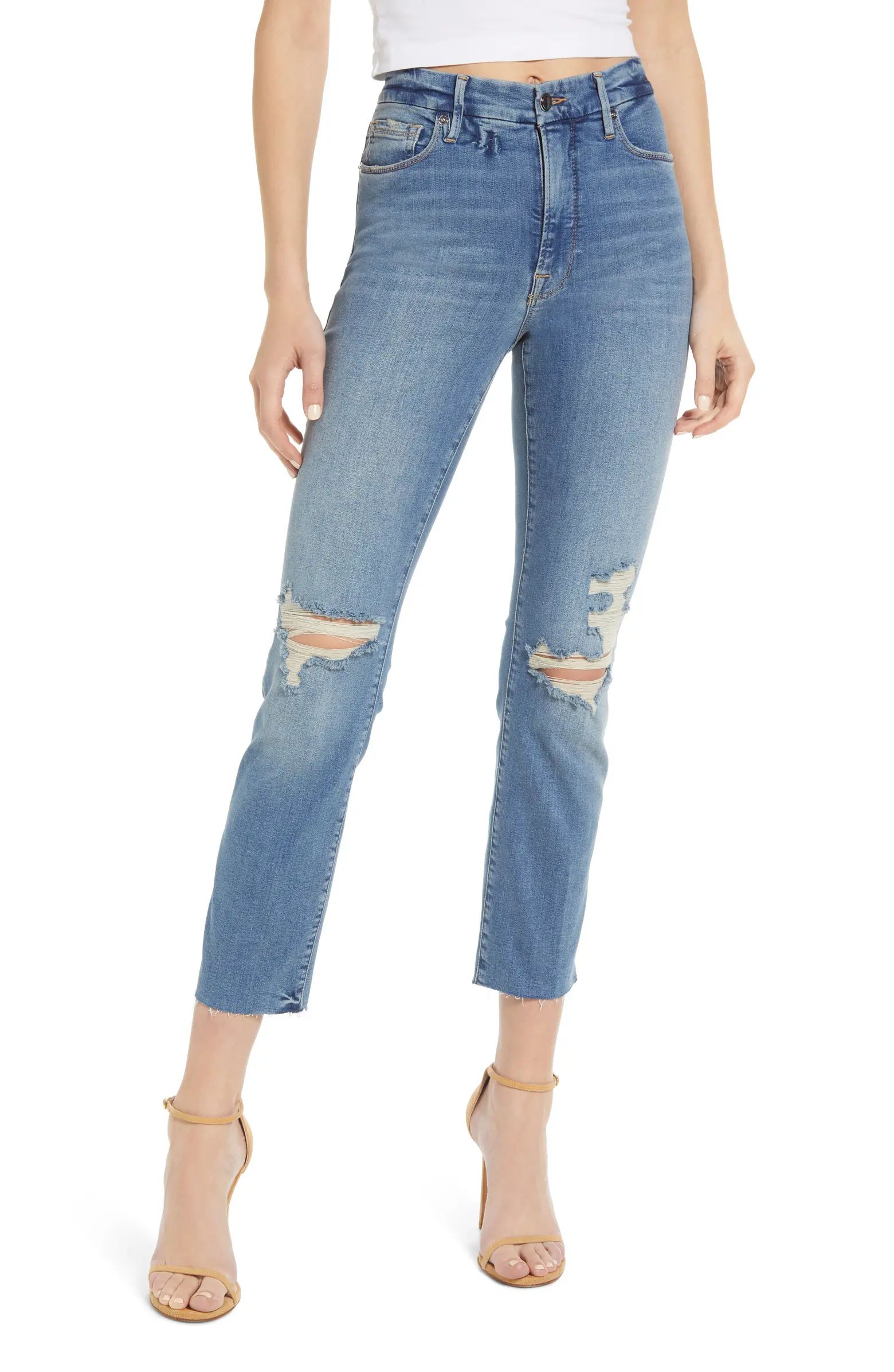 Good American Good High Waist Straight Ankle Jeans | Nordstrom | Nordstrom