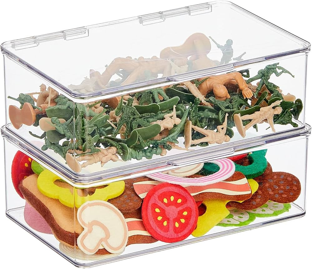 mDesign Plastic Playroom and Gaming Storage Organizer Box Containers with Hinged Lid for Shelves ... | Amazon (US)