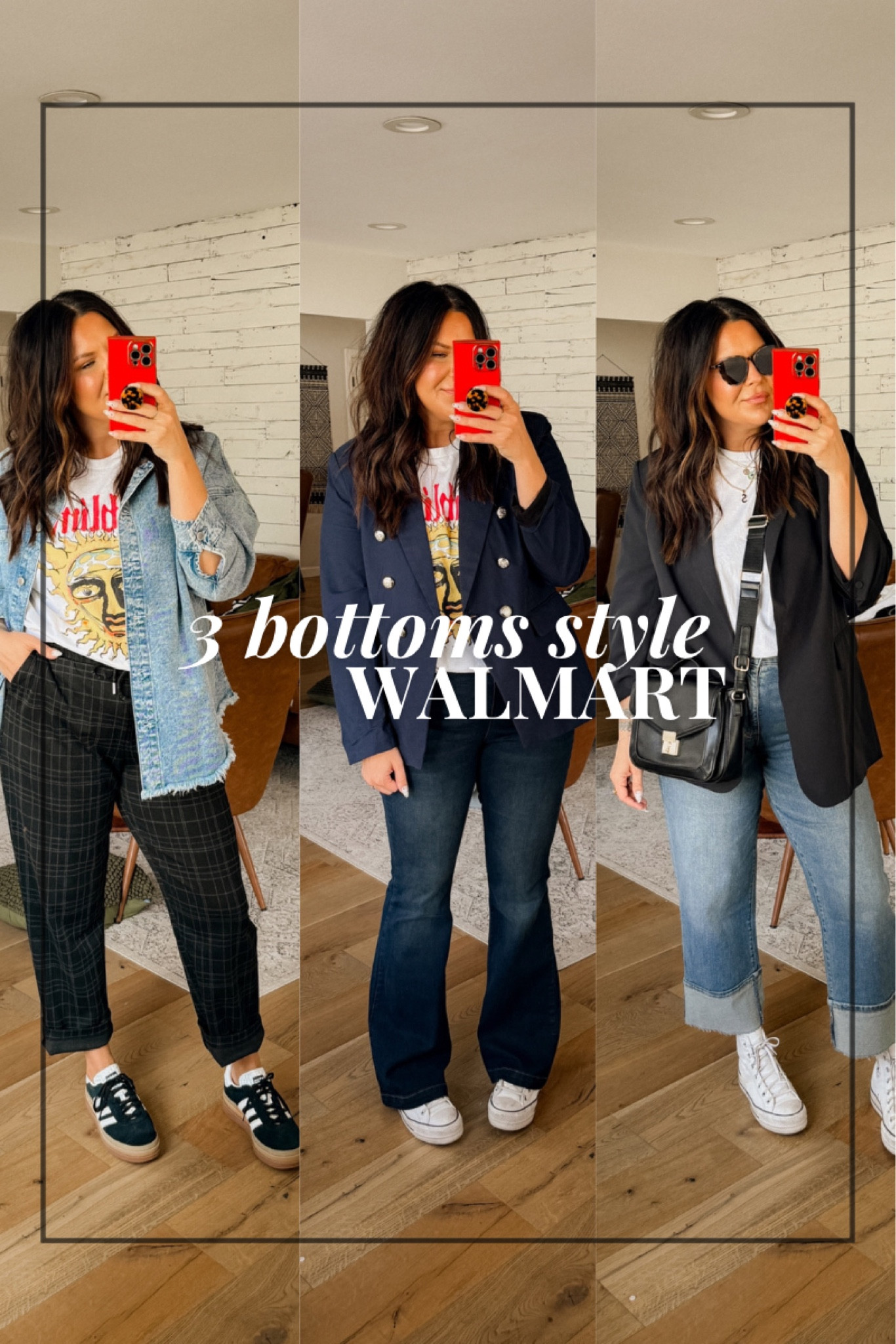 3. Bottoms styled 3 ways. And all from @walmartfashion #walmartpartner #walmartfashion

Plaid Pants: XL
Sublime tee: xxl
Denim shacket: xl
Pull on flares: 12
Blue blazer: xl
Cuffed denim: 14
Barbie tee: xxl
White tee: xxl
Black blazer: xxl

#LTKmidsize #LTKfindsunder50 #LTKstyletip