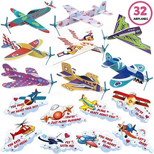 Feltom Valentines Day Gifts for Kids - 32 Pack Foam Airplane Toys Lightweight Flying Glider Plane... | Amazon (US)